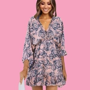 Floral Pink and Blue Dress